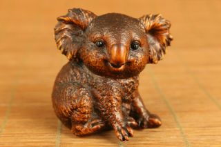 Lovely Antique Old Boxwood Koala Statue Figure Netsuke Lovely Gift Hand Piece