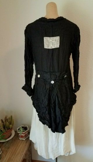 MAGNOLIA PEARL Black Linen Nanny McPhee Jacket & Sample Skirt Lagenlook Boho 2pc 10