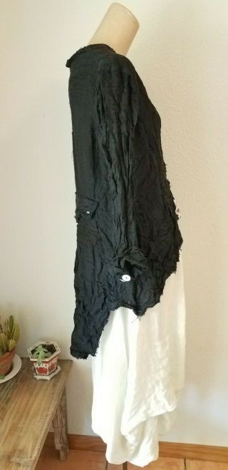 MAGNOLIA PEARL Black Linen Nanny McPhee Jacket & Sample Skirt Lagenlook Boho 2pc 2