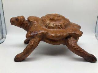 Very Rare Vintage Leather Covered Wrapped Turtle Statue Figurine 3