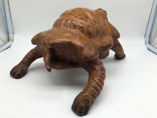 Very Rare Vintage Leather Covered Wrapped Turtle Statue Figurine 5