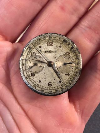 Vintage Lemania Military Chronograph 1950’s Steel Watch Movement Parts Repair