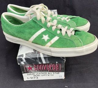 Vintage Converse Chuck Taylor Suede Leather Green Oxford All Star Shoes Sz 11