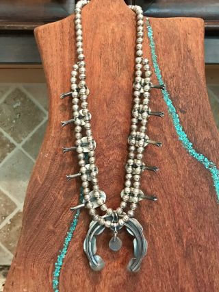 Native American Vintage Squash Blossom Turquoise Necklace - 26.  5” Long 2
