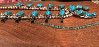 Native American Vintage Squash Blossom Turquoise Necklace - 26.  5” Long 3