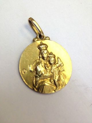 Antique 1920s Art Deco Era French Religious Madonna and Jesus Medallion Pendant 2