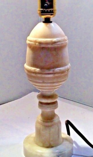 VINTAGE ANTIQUE ALABASTER MARBLE 14” NIGHT STAND TABLE LAMP 2