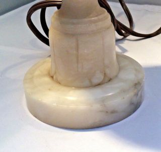 VINTAGE ANTIQUE ALABASTER MARBLE 14” NIGHT STAND TABLE LAMP 6