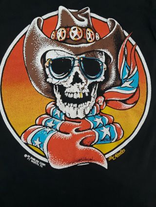 3D Emblem Jim Knowles Rare Cowboy Skeleton Screen Stars Shirt NWT 4