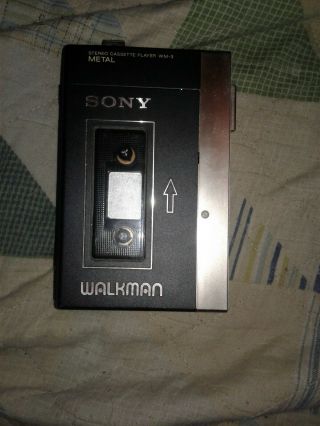 Vintage Metal Sony Walkman Wm - 3 With Leather Case