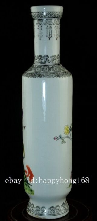 China Ancient Handmade Famille Rose Porcelain Flowers & Birds Vase B02