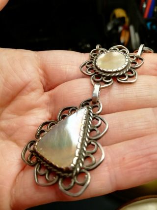 c1910 Arts and Crafts British sterling silver necklace with abalone - stunning 5