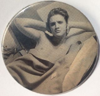 Elvis Presley Vintage Pin Button Very Rare Photo Of Him Risky