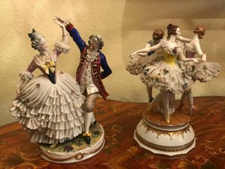 Antique Victorian German Dresden Volksted Porcelain Figures Figurines 3