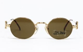 N.  O.  S.  Vintage Sunglasses Jean Paul Gaultier 55 - 5106 Gold Plated 22k Round Frame