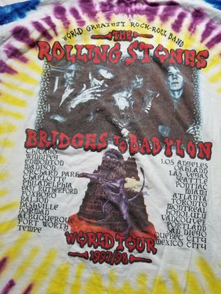 Vintage ROLLING STONES 90 ' s Bridges To Babylon TOUR Concert T Shirt TIE DYE Xxl 5