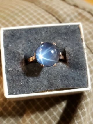 14k Rose Gold Blue Star Sapphire Ring Estate Jewelry
