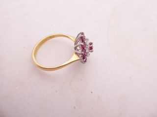 18ct gold ruby diamond ring,  cluster art deco design 18k 750 2