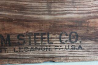 Antique BETHLEHEM STEEL LEBANON PLANT Wood Crate Case Box 8