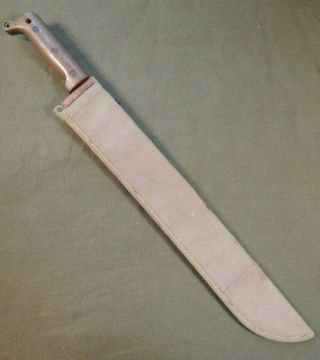 Wwii / Ww2 U.  S.  Marine Corps,  M - 1942 Machete,  Khaki Canvas Carrier,  Dated 1944,