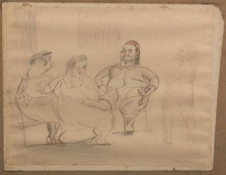 Antique Authentic Jules Pascin Modernist Drawing French North Africa,  NR 5