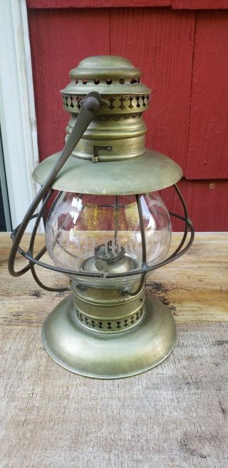 Antique Kelly & Co Rochester Fixed Globe Lantern Kerosene D.  W.  Waldron Brass