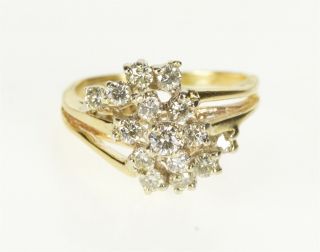 14k Diamond Wavy Cluster Fashion Cocktail Ring Size 6.  5 Yellow Gold 48