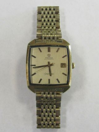 Omega Seamaster Automatic Vintage Square Gold Plated Men 
