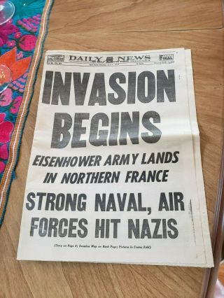 06/06/44 Ny Daily News " Final " Invasion Begins,  Missing 15 Of 36 Pg