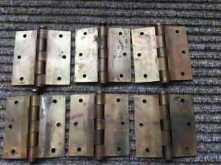 Set Of 6 Vintage Brass Plated A Ctc Japan Butt Hinge 3.  5 " X 3.  5 "