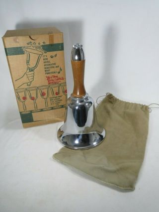 Vintage Bell Shaped Cocktail Shaker Bell Ringer Copper Silver Chrome Wood W/box