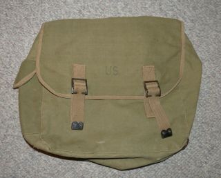 Ww2 1944 British Made Us Army M - 1936 Khaki Canvas Field Musette Bag