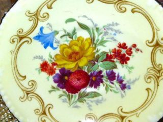 PARAGON YELLOW TEACUP & SAUCER FLORAL CENTER FANCY FOOTED DOUBLE WARRANT 6