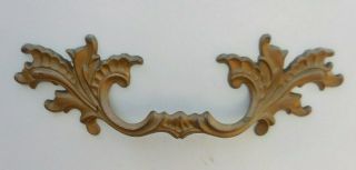 3pc 6.  75 " Vintage French Provincial Brass Drawer Cabinet Pull 3 1/2 " Center