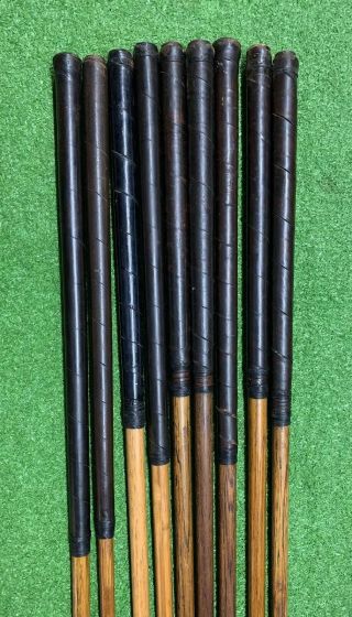 Fantastic Set of Antique hickory wood shaft Golf Clubs and Vintage Stovepipe Bag 12