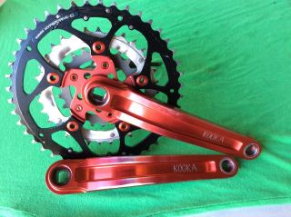 Vintage Kooka Crankset Triple Mountain Bike Crankset Shimano Chainrings Cdn