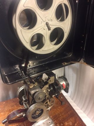 Antique POWERS 6B 35mm Movie Projector Steampunk Hand Crank turns & pulls film 10