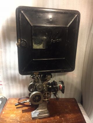 Antique POWERS 6B 35mm Movie Projector Steampunk Hand Crank turns & pulls film 11