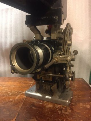 Antique POWERS 6B 35mm Movie Projector Steampunk Hand Crank turns & pulls film 12