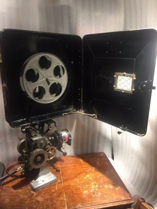 Antique Powers 6b 35mm Movie Projector Steampunk Hand Crank Turns & Pulls Film