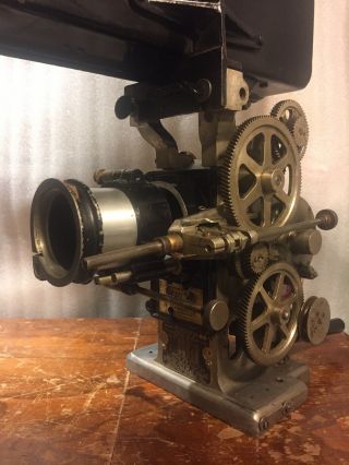 Antique POWERS 6B 35mm Movie Projector Steampunk Hand Crank turns & pulls film 3