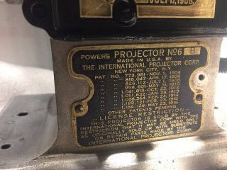 Antique POWERS 6B 35mm Movie Projector Steampunk Hand Crank turns & pulls film 6
