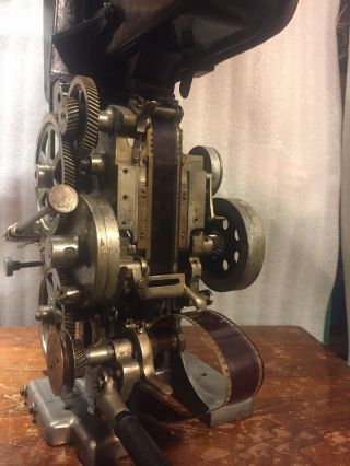Antique POWERS 6B 35mm Movie Projector Steampunk Hand Crank turns & pulls film 7