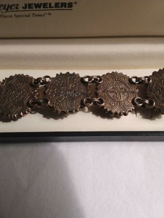 Vintage Stephen Dweck Multi Color and Engraved Gemstone Bronze Bracelet 4