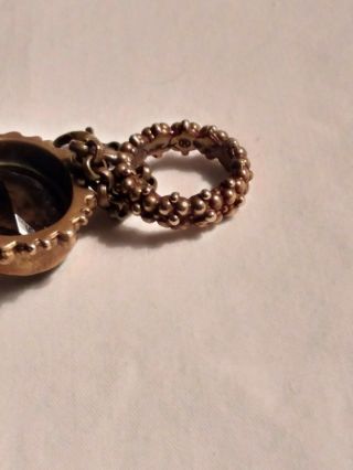 Vintage Stephen Dweck Multi Color and Engraved Gemstone Bronze Bracelet 6