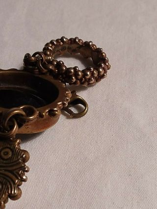 Vintage Stephen Dweck Multi Color and Engraved Gemstone Bronze Bracelet 8