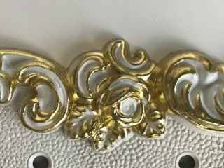 Vintage 1960 ' s Regency Gold & White Metal Roses Light Switch Cover Mid Century 5