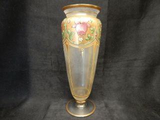 10.  5 " Antique Enameled Art Nouveau Art Glass Vase