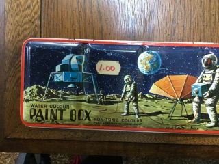 SPACE MOON LANDING RARE 1960 ' s Vintage PAGE OF London water colour tin ART TOY 4