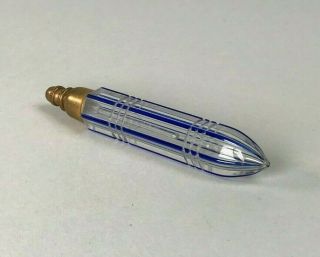 Antique Czech Blue Cut To Clear Crystal Glass Lay Down Perfume Scent Vial Bottle